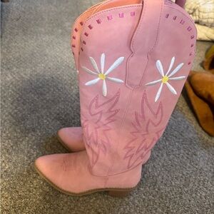 Pink Embroidered Cowboy Boots